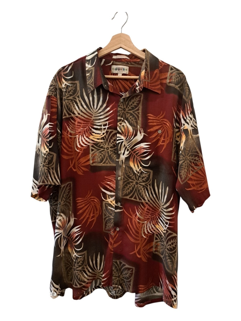 CAMPIA Men's Casual Short-Sleeve Button-Down Shirt in Rust Floral Print size XXL